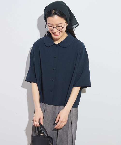 fig London(フィグロンドン)の「●round collar shirt(シャツ/ブラウス・レディース・ホワイト/ネイビー/サックスブルー/グレー・FREE)」の19枚目の写真