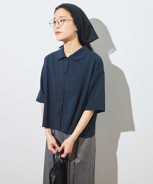 fig London(フィグロンドン)の「●round collar shirt(シャツ/ブラウス・レディース・ホワイト/ネイビー/サックスブルー/グレー・FREE)」の20枚目の写真