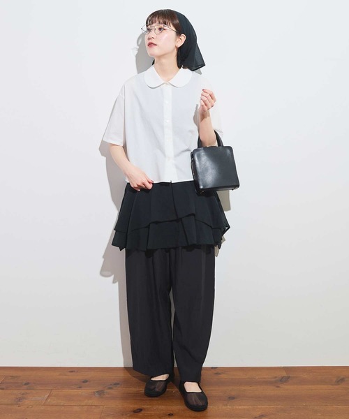 fig London(フィグロンドン)の「●round collar shirt(シャツ/ブラウス・レディース・ホワイト/ネイビー/サックスブルー/グレー・FREE)」の21枚目の写真