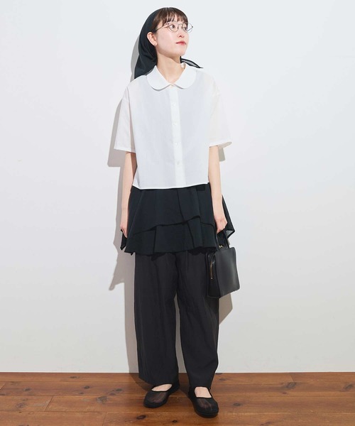 fig London(フィグロンドン)の「●round collar shirt(シャツ/ブラウス・レディース・ホワイト/ネイビー/サックスブルー/グレー・FREE)」の22枚目の写真
