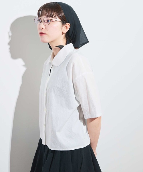 fig London(フィグロンドン)の「●round collar shirt(シャツ/ブラウス・レディース・ホワイト/ネイビー/サックスブルー/グレー・FREE)」の5枚目の写真