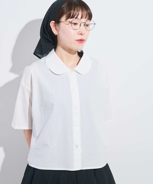 fig London(フィグロンドン)の「●round collar shirt(シャツ/ブラウス・レディース・ホワイト/ネイビー/サックスブルー/グレー・FREE)」の6枚目の写真