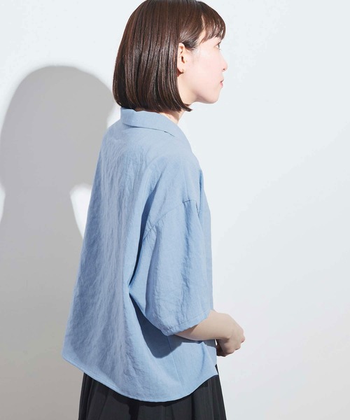 fig London(フィグロンドン)の「●round collar shirt(シャツ/ブラウス・レディース・ホワイト/ネイビー/サックスブルー/グレー・FREE)」の10枚目の写真