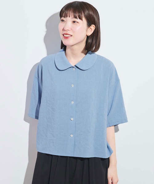 fig London(フィグロンドン)の「●round collar shirt(シャツ/ブラウス・レディース・ホワイト/ネイビー/サックスブルー/グレー・FREE)」の12枚目の写真