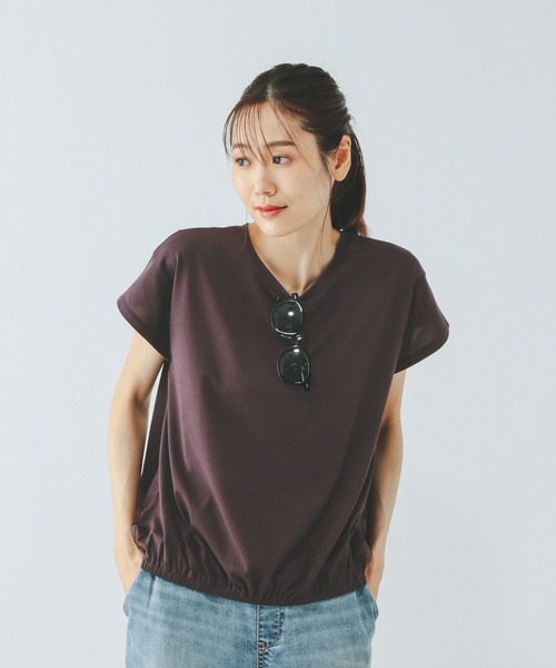 GLOBAL WORK（グローバルワーク）の「フローズンTコクーンプルオーバー/575665（Tシャツ/カットソー・レディース・ダークグレー/ホワイト×ブラック/ブラウン系その他・LARGE/MEDIUM）」の3枚目の写真