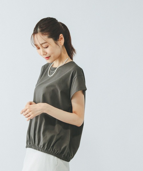 GLOBAL WORK（グローバルワーク）の「フローズンTコクーンプルオーバー/575665（Tシャツ/カットソー・レディース・ダークグレー/ホワイト×ブラック/ブラウン系その他・LARGE/MEDIUM）」の7枚目の写真