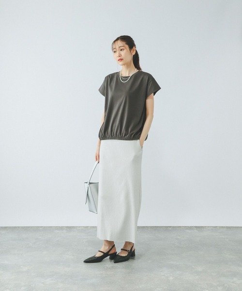 GLOBAL WORK（グローバルワーク）の「フローズンTコクーンプルオーバー/575665（Tシャツ/カットソー・レディース・ダークグレー/ホワイト×ブラック/ブラウン系その他・LARGE/MEDIUM）」の9枚目の写真