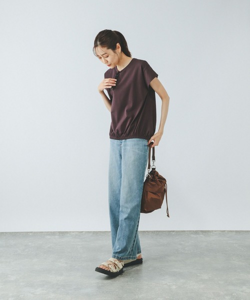 GLOBAL WORK（グローバルワーク）の「フローズンTコクーンプルオーバー/575665（Tシャツ/カットソー・レディース・ダークグレー/ホワイト×ブラック/ブラウン系その他・LARGE/MEDIUM）」の5枚目の写真