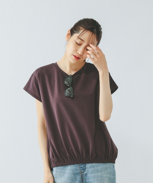 GLOBAL WORK（グローバルワーク）の「フローズンTコクーンプルオーバー/575665（Tシャツ/カットソー・レディース・ダークグレー/ホワイト×ブラック/ブラウン系その他・LARGE/MEDIUM）」の4枚目の写真