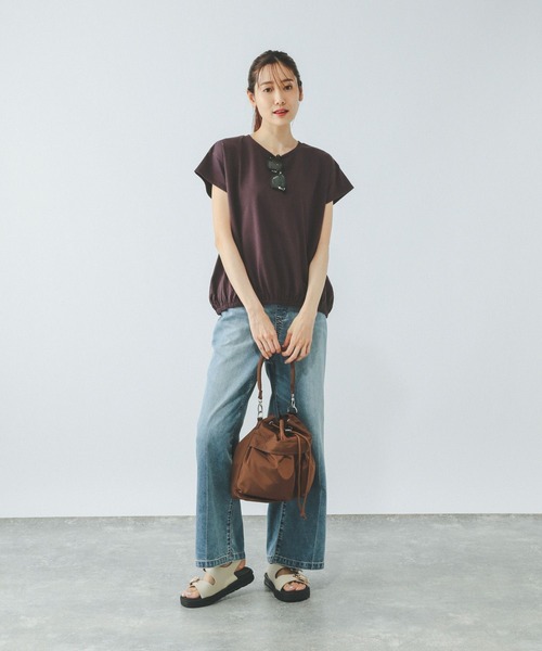 GLOBAL WORK（グローバルワーク）の「フローズンTコクーンプルオーバー/575665（Tシャツ/カットソー・レディース・ダークグレー/ホワイト×ブラック/ブラウン系その他・LARGE/MEDIUM）」の6枚目の写真