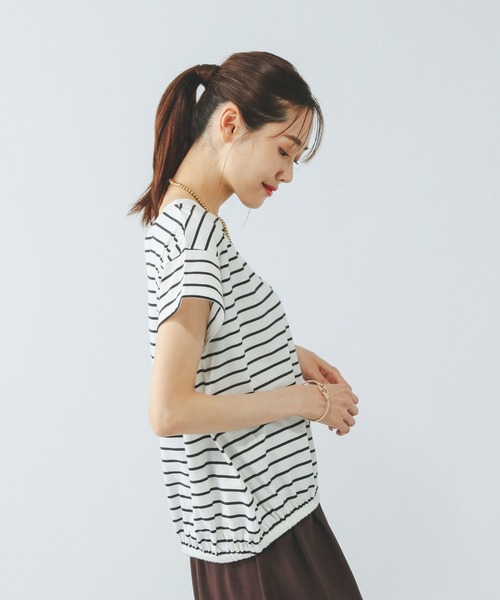 GLOBAL WORK（グローバルワーク）の「フローズンTコクーンプルオーバー/575665（Tシャツ/カットソー・レディース・ダークグレー/ホワイト×ブラック/ブラウン系その他・LARGE/MEDIUM）」の22枚目の写真