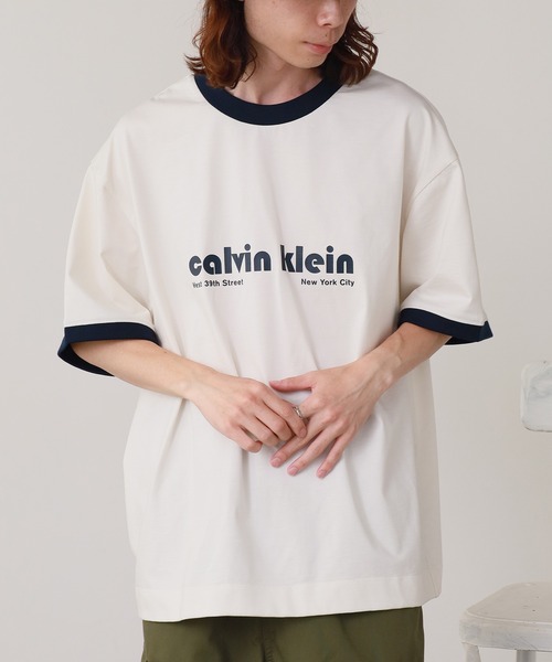[  Jeans] コットンckシーズナルロゴリンガーTシャツ Calvin Klein Jeans] コットンckシーズナルロゴリンガーTシャツ