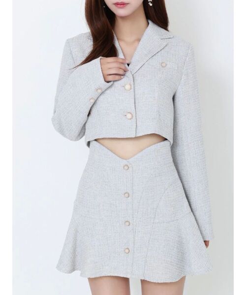 EATME(イートミー)の「【SETUP】ツイード テーラードジャケット(テーラードジャケット・レディース・オレンジ/グレー/アイボリー/ブラック・FREE)」の3枚目の写真