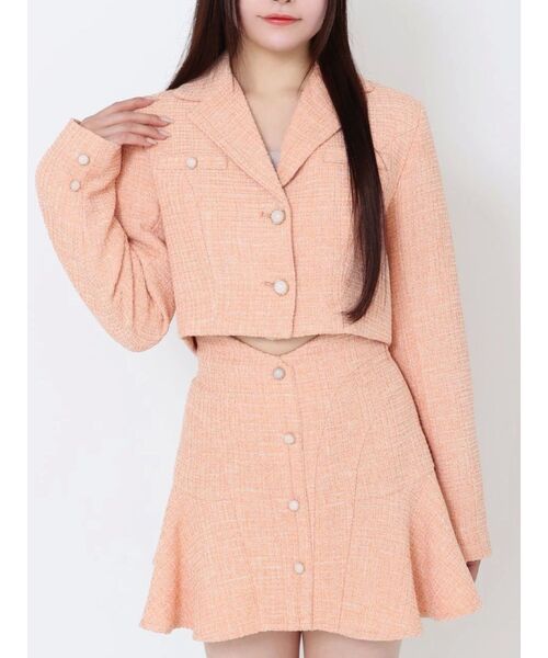 EATME(イートミー)の「【SETUP】ツイード テーラードジャケット(テーラードジャケット・レディース・オレンジ/グレー/アイボリー/ブラック・FREE)」の4枚目の写真