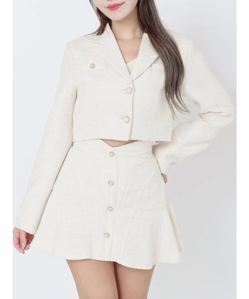 EATME(イートミー)の「【SETUP】ツイード テーラードジャケット(テーラードジャケット・レディース・オレンジ/グレー/アイボリー/ブラック・FREE)」の2枚目の写真