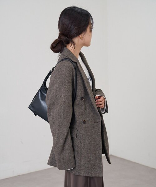 CIAOPANIC TYPY（チャオパニックティピー）の「ツィードオーバージャケット（テーラードジャケット・レディース・ダークブラウン/キャメル・ONE SIZE）」の6枚目の写真