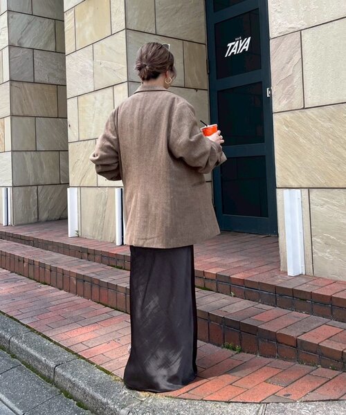 CIAOPANIC TYPY（チャオパニックティピー）の「ツィードオーバージャケット（テーラードジャケット・レディース・ダークブラウン/キャメル・ONE SIZE）」の13枚目の写真