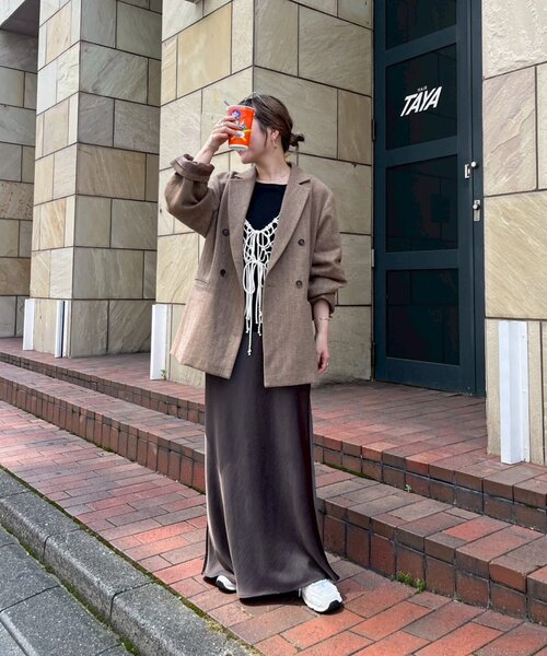 CIAOPANIC TYPY（チャオパニックティピー）の「ツィードオーバージャケット（テーラードジャケット・レディース・ダークブラウン/キャメル・ONE SIZE）」の14枚目の写真