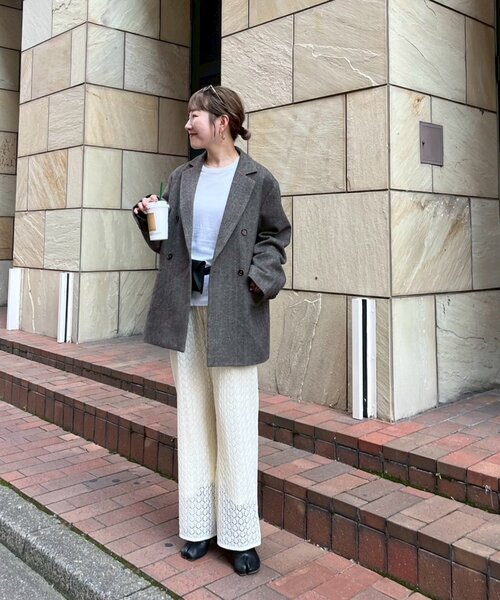 CIAOPANIC TYPY（チャオパニックティピー）の「ツィードオーバージャケット（テーラードジャケット・レディース・ダークブラウン/キャメル・ONE SIZE）」の17枚目の写真