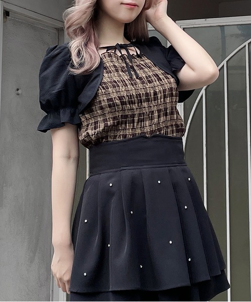 abc une face（アーベーセーアンフェイス）の「ボレロレイヤードブラウス（シャツ/ブラウス・レディース・ホワイト系その他/ブラウン系その他/ネイビー系・FREE）」の10枚目の写真