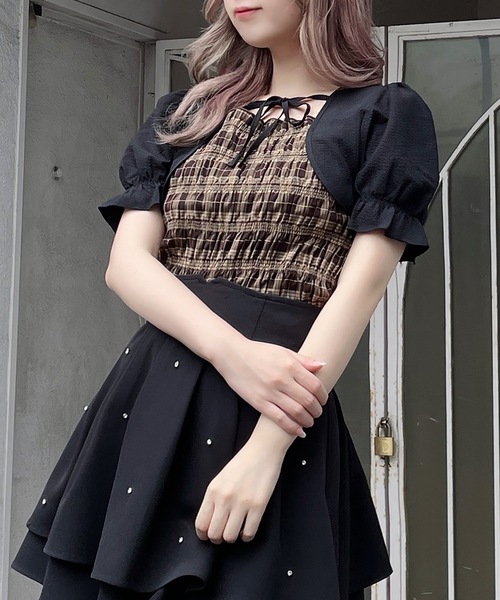 abc une face（アーベーセーアンフェイス）の「ボレロレイヤードブラウス（シャツ/ブラウス・レディース・ホワイト系その他/ブラウン系その他/ネイビー系・FREE）」の12枚目の写真