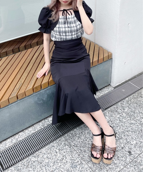 abc une face（アーベーセーアンフェイス）の「ボレロレイヤードブラウス（シャツ/ブラウス・レディース・ホワイト系その他/ブラウン系その他/ネイビー系・FREE）」の7枚目の写真