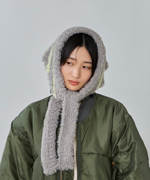OVERRIDE（オーバーライド）の「OVERRIDE  KNIT FURRY SCARF / オーバーライド（ハット・レディース・ブラック/グレー/ホワイト/ブラウン・FREE）」の5枚目の写真