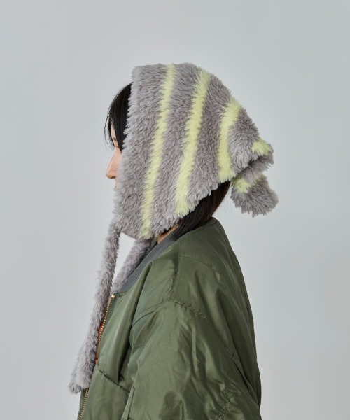 OVERRIDE（オーバーライド）の「OVERRIDE  KNIT FURRY SCARF / オーバーライド（ハット・レディース・ブラック/グレー/ホワイト/ブラウン・FREE）」の6枚目の写真