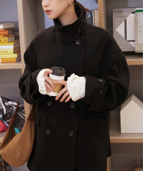 FREE'S MART（フリーズマート）の「◆2WAYメルトンPコート【動画有】（ピーコート・レディース・ブラック/ベージュ系その他/ブラウン系その他・SMALL/MEDIUM）」の2枚目の写真