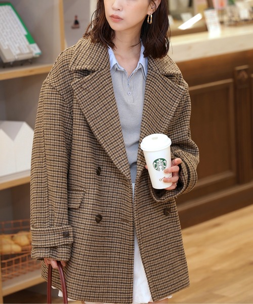 FREE'S MART（フリーズマート）の「◆2WAYメルトンPコート【動画有】（ピーコート・レディース・ブラック/ベージュ系その他/ブラウン系その他・SMALL/MEDIUM）」の6枚目の写真