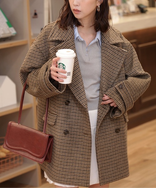 FREE'S MART（フリーズマート）の「◆2WAYメルトンPコート【動画有】（ピーコート・レディース・ブラック/ベージュ系その他/ブラウン系その他・SMALL/MEDIUM）」の4枚目の写真