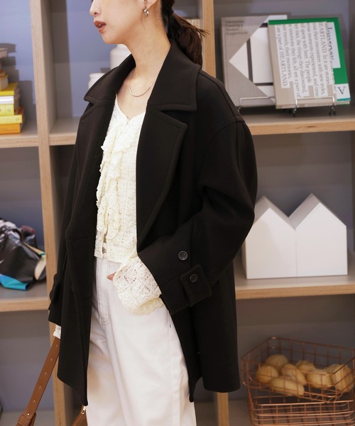 FREE'S MART（フリーズマート）の「◆2WAYメルトンPコート【動画有】（ピーコート・レディース・ブラック/ベージュ系その他/ブラウン系その他・SMALL/MEDIUM）」の16枚目の写真