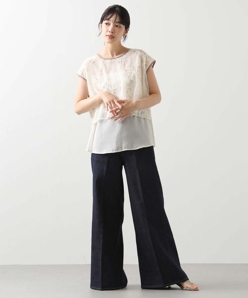 CHIGNON（シニヨン）の「モール刺繍レイヤードブラウス（シャツ/ブラウス・レディース・ブラック/アイボリー・FREE）」の6枚目の写真