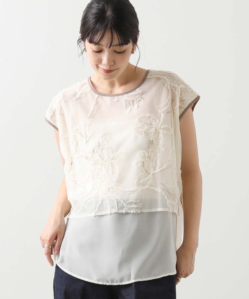 CHIGNON（シニヨン）の「モール刺繍レイヤードブラウス（シャツ/ブラウス・レディース・ブラック/アイボリー・FREE）」の10枚目の写真