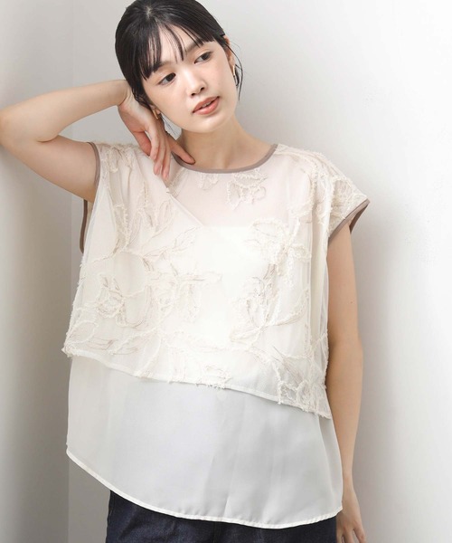 CHIGNON（シニヨン）の「モール刺繍レイヤードブラウス（シャツ/ブラウス・レディース・ブラック/アイボリー・FREE）」の11枚目の写真