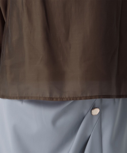 31 Sons de mode（トランテアン　ソン　ドゥ　モード）の「2025秋冬新作 ラッフルリボンスタンドカラーブラウス（シャツ/ブラウス・レディース・ホワイト/ブラウン/グリーン・ﾌﾘ-）」の10枚目の写真