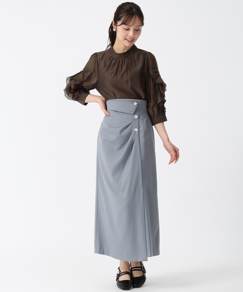 31 Sons de mode（トランテアン　ソン　ドゥ　モード）の「2025秋冬新作 ラッフルリボンスタンドカラーブラウス（シャツ/ブラウス・レディース・ホワイト/ブラウン/グリーン・ﾌﾘ-）」の14枚目の写真