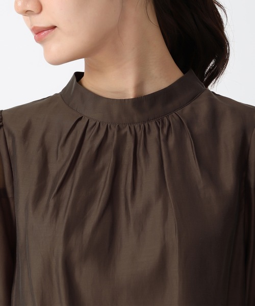 31 Sons de mode（トランテアン　ソン　ドゥ　モード）の「2025秋冬新作 ラッフルリボンスタンドカラーブラウス（シャツ/ブラウス・レディース・ホワイト/ブラウン/グリーン・ﾌﾘ-）」の6枚目の写真