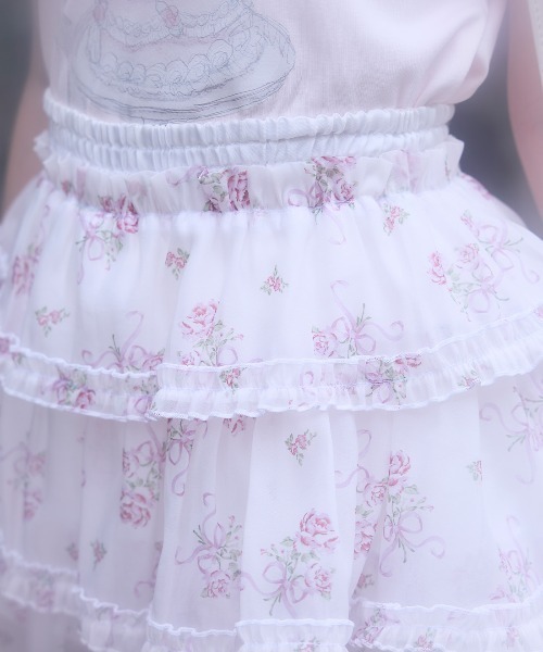 Fiorforte(フィオルフォルテ)の「Ribbon rose garden skirt(スカート・レディース・ホワイト/ピンク・FREE)」の14枚目の写真
