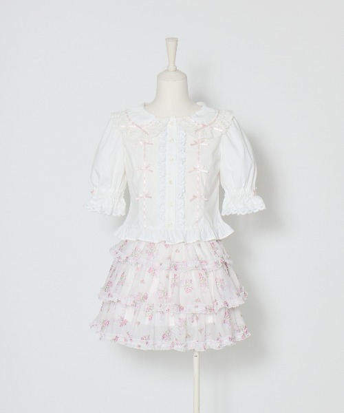 Fiorforte(フィオルフォルテ)の「Ribbon rose garden skirt(スカート・レディース・ホワイト/ピンク・FREE)」の11枚目の写真