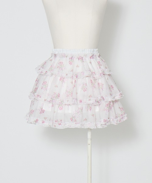 Fiorforte(フィオルフォルテ)の「Ribbon rose garden skirt(スカート・レディース・ホワイト/ピンク・FREE)」の3枚目の写真