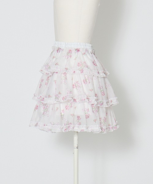 Fiorforte(フィオルフォルテ)の「Ribbon rose garden skirt(スカート・レディース・ホワイト/ピンク・FREE)」の4枚目の写真