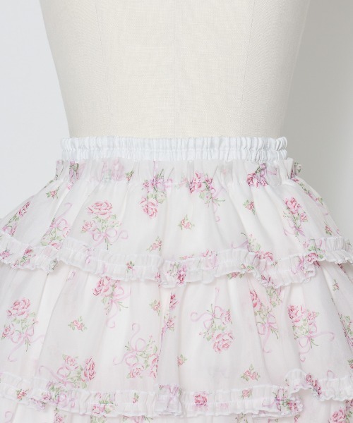 Fiorforte(フィオルフォルテ)の「Ribbon rose garden skirt(スカート・レディース・ホワイト/ピンク・FREE)」の6枚目の写真