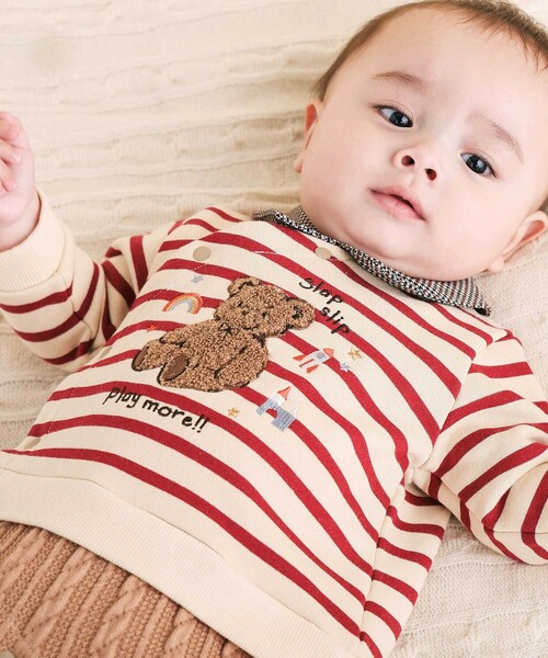 SLAP SLIP BABY（スラップスリップベビー）の「アニマルクマサガラ刺しゅうチェックボーダーロンパースベビー(70~80cm)（ロンパース・キッズ・レッド系その他/ブルー系その他2・80ｃｍ/70cm）」の3枚目の写真