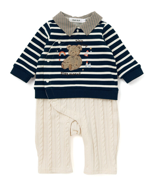 SLAP SLIP BABY（スラップスリップベビー）の「アニマルクマサガラ刺しゅうチェックボーダーロンパースベビー(70~80cm)（ロンパース・キッズ・レッド系その他/ブルー系その他2・80ｃｍ/70cm）」の6枚目の写真