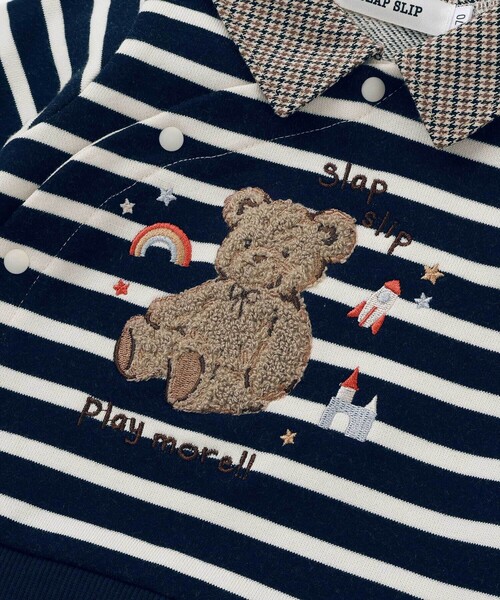 SLAP SLIP BABY（スラップスリップベビー）の「アニマルクマサガラ刺しゅうチェックボーダーロンパースベビー(70~80cm)（ロンパース・キッズ・レッド系その他/ブルー系その他2・80ｃｍ/70cm）」の9枚目の写真