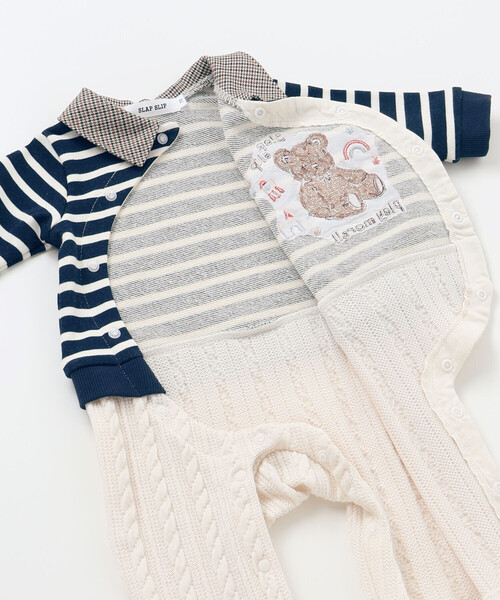 SLAP SLIP BABY（スラップスリップベビー）の「アニマルクマサガラ刺しゅうチェックボーダーロンパースベビー(70~80cm)（ロンパース・キッズ・レッド系その他/ブルー系その他2・80ｃｍ/70cm）」の11枚目の写真