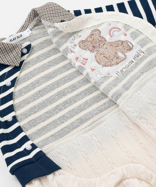 SLAP SLIP BABY（スラップスリップベビー）の「アニマルクマサガラ刺しゅうチェックボーダーロンパースベビー(70~80cm)（ロンパース・キッズ・レッド系その他/ブルー系その他2・80ｃｍ/70cm）」の12枚目の写真