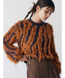ニット/セーター（オレンジ/橙色系・ストライプ柄）ファッション通販