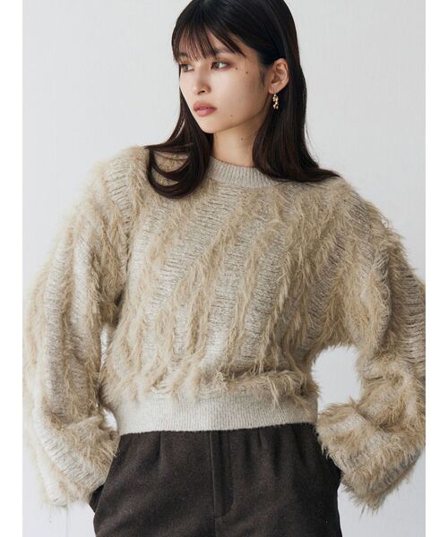 MURUA（ムルーア）の「バイカラーシャギーニット（ニット/セーター・レディース・アイボリー/オレンジ/ブルー・FREE）」の2枚目の写真